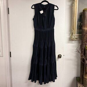 Current Air Navy Blue Pleated Maxi Crinkle Dress Size S